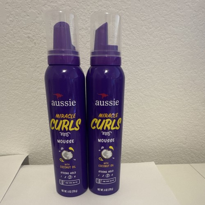 #ad 2 Aussie Miracle Curls Coconut Oil Hair Mousse Strong Hold Silicone Free 6 oz $15.00