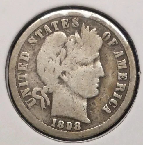 1898-O BARBER DIME -- Good+ (G+) -- reverse scratches