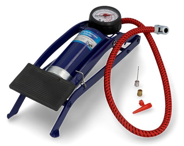 Cartrend FußLuftpumpe Einzylinder Blau Manometer Bis 7 Bar-image