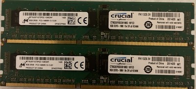 Lot Of 2 MICRON 8GB 2Rx8 PC3-14900R 1866MHz ECC RDIMM SERVER MEMORY(16GB Total)