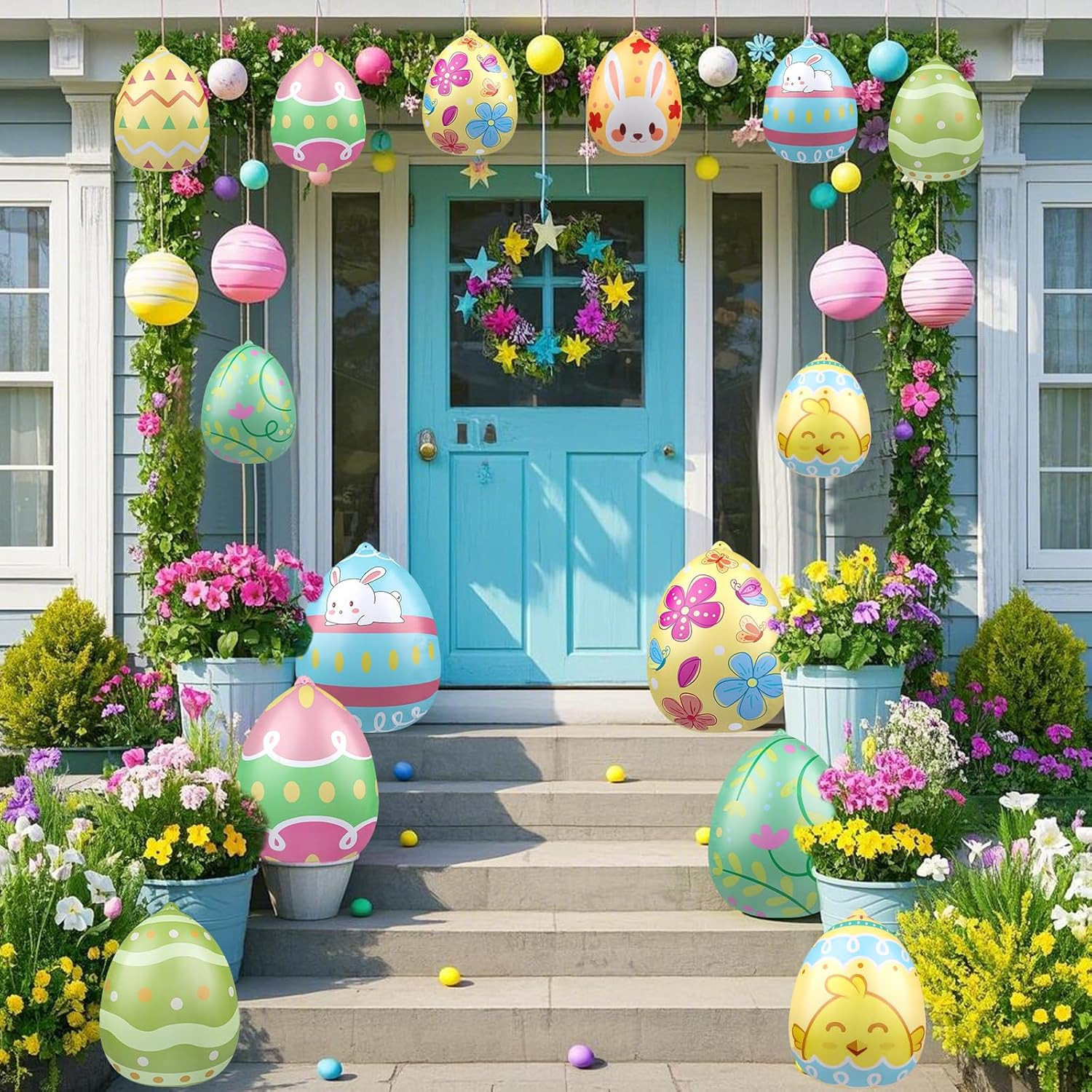 Oeufs de Pâques ballons gonflables géants pour décoration de jardin en famille