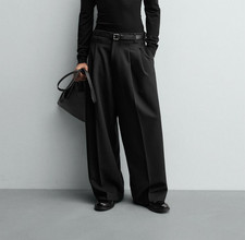 PANTALONE ZARA uomo nero gamba larga doppiopetto 0706/242/800 taglia 29W NUOVO