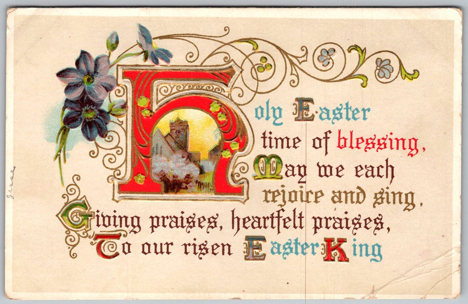 Antique Postcard Holy Easter Verse 1910s