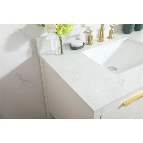Elegant Decor Larkin 36" MDF Single Bathroom Vanity with Backsplash in White - Picture 4 of 8