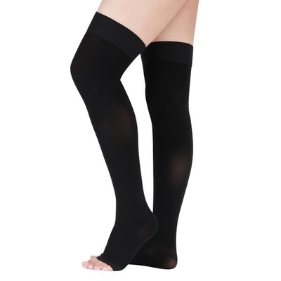 15-20 mmHg Compression Stockings for Women & Men, Thigh High Dot-Top Open Toe...