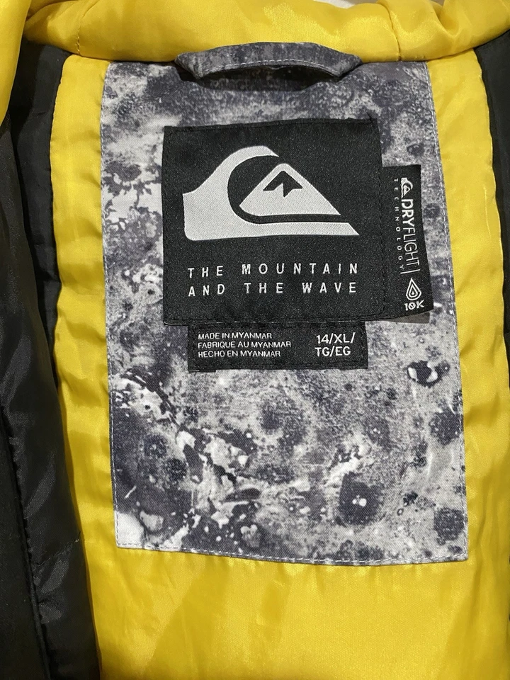 Jaqueta de Snowboard QUICKSILVER Preto/Branco Dryflight Tech 10K Tamanho 14/XL/TG/EG - Imagem 4 de 4