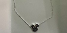Disney Silver Necklace Minnie Mouse Black With Red Bow