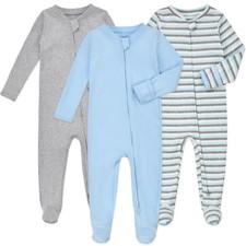 Baby Footie Pajamas with Mittens - 3Pcs Infant Cotton Footed Piece Sleepwear ...