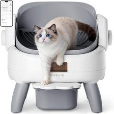Thereye Automatic Litter Box with Entry Step, Open-Top Self Cleaning Litter Box