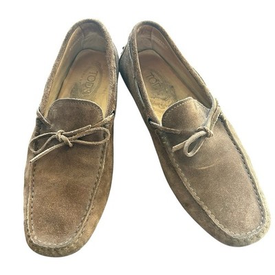 Tod s Brown Suede Gommino Driving Loafers Men s 8 Slip On Moccasin Italy