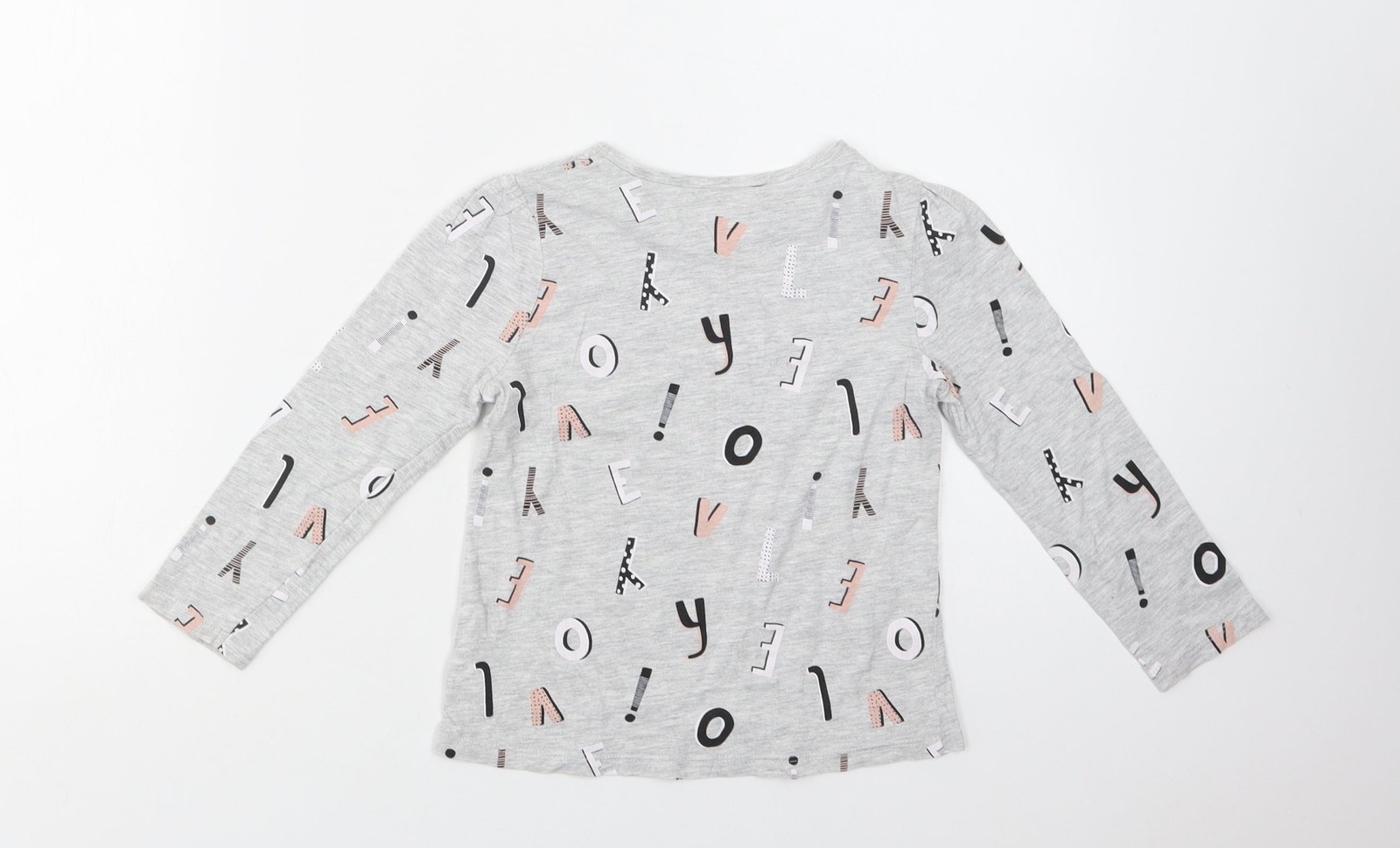 George Girls Grey Geometric Cotton Basic Blouse Size 4-5 Years Crew Neck image 2