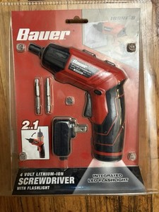 BAUER 4V Cordless 1/4 in. Screwdriver with Integrated Flashlight Kit 1894F-B