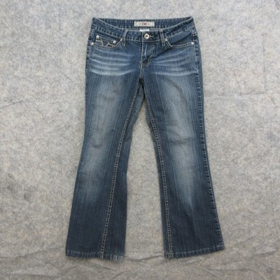 YMI Jeans Women's Blue Wash Size 5 Flare Stretch Embroidered Low Rise