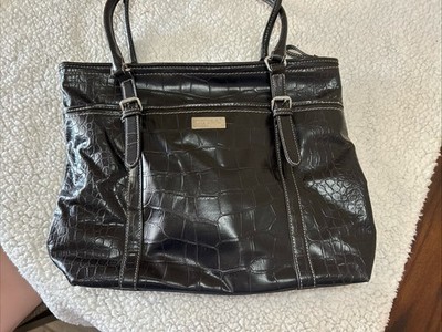 9&Co Nine & Company Purse Bag Faux Leather Alligator Pattern Brown