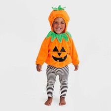 Plush Infant Pumpkin Hooded Pullover Halloween Costume Baby 12-18 Months 5543
