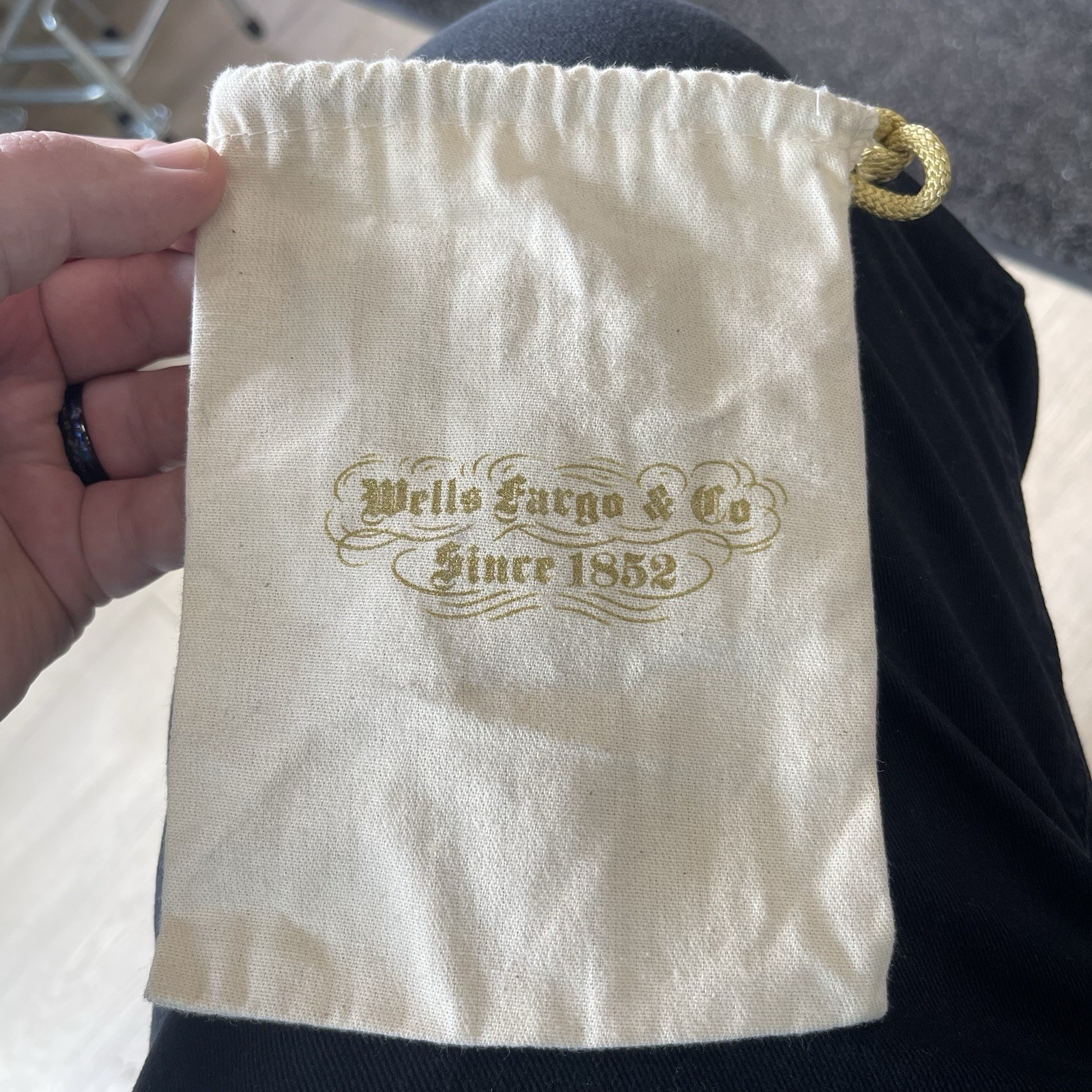 Wells Fargo & Co Vintage Drawstring Canvas Dust Bag Small