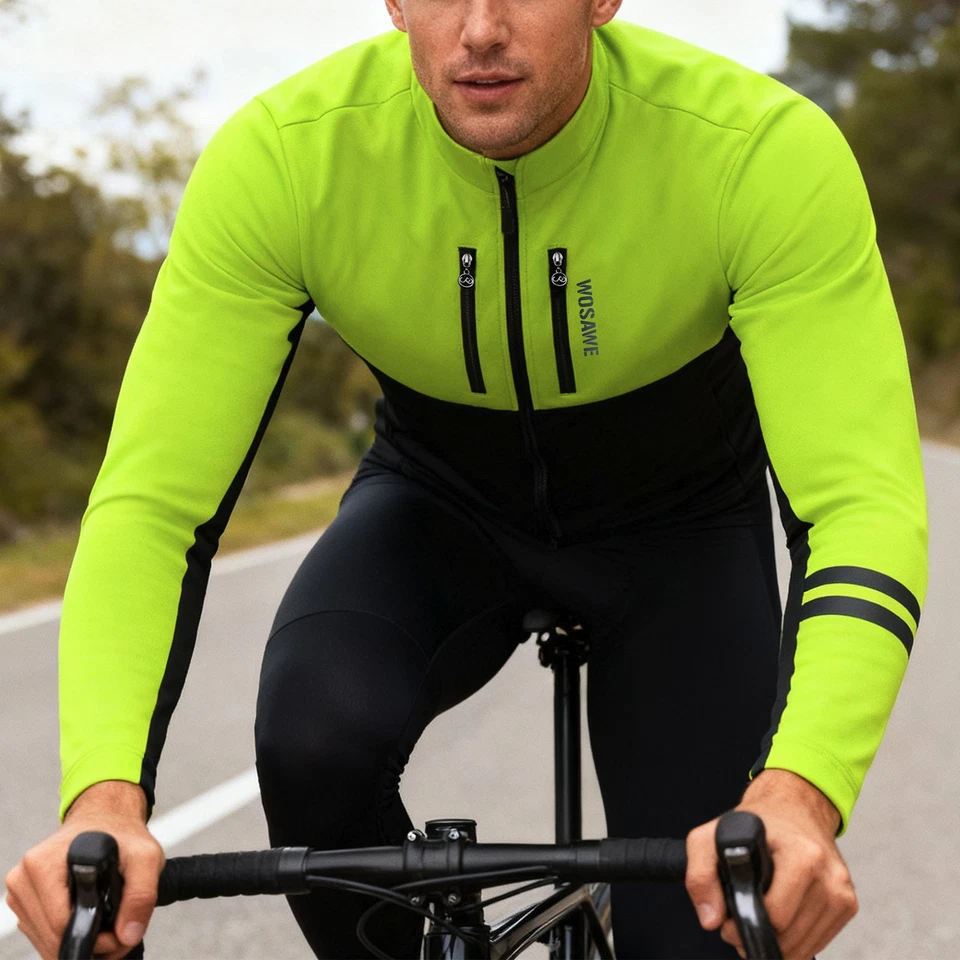 WOSAWE Invierno Unisex Ciclismo Térmico Polar Chaquetas Multi-Bolsillos Abrigo a Prueba de Viento Foto 4 de 4