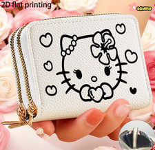 Hello Kitty White Wallet Zip Around Cute Kawaii Card Holder Coin Purse Sanrio