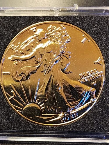 2022 American Silver Eagle Coin Covered In Gold! BU! COA! With Box!!