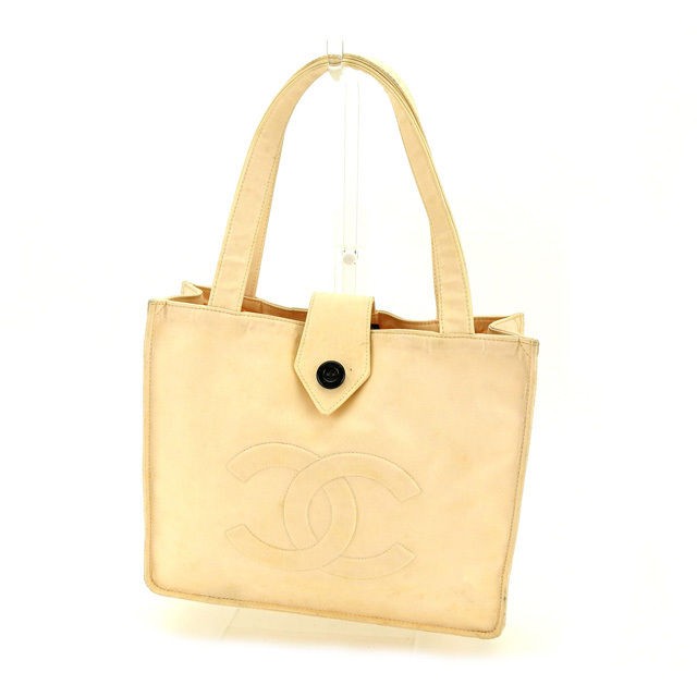 Chanel Canvas Tote Bag in Pink Beige Black Pre-Owned