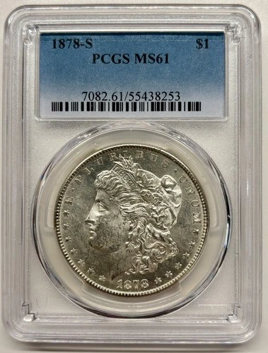 1878-S MORGAN SILVER DOLLAR - PCGS MS61 - 90% SILVER