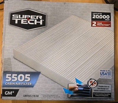 SuperTech Cabin Air Filter 5505, Replacement Air/Dust Filter for GM