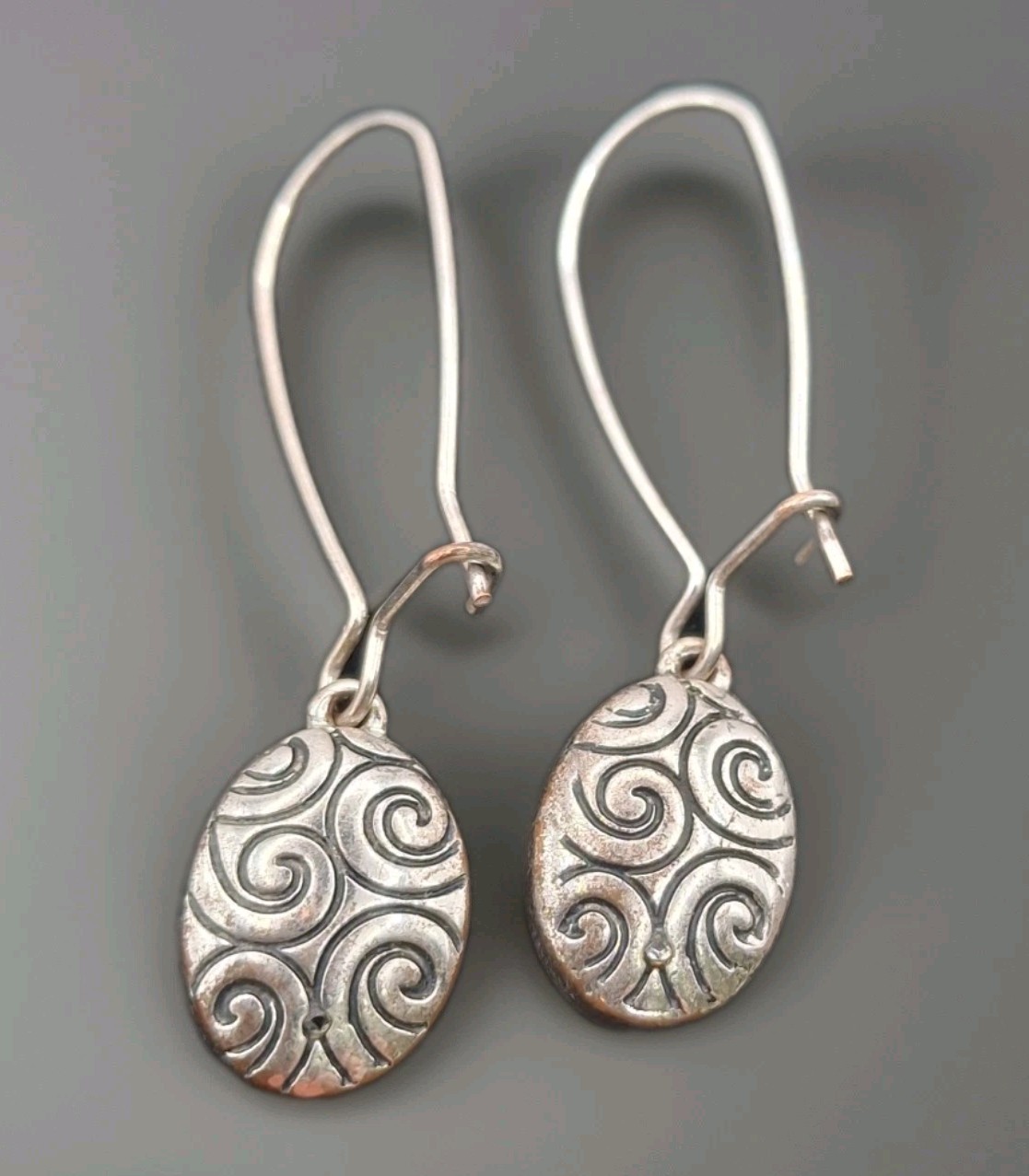 Silver Tone Dangle Earrings With Tiny Crystal Rhi… - image 1