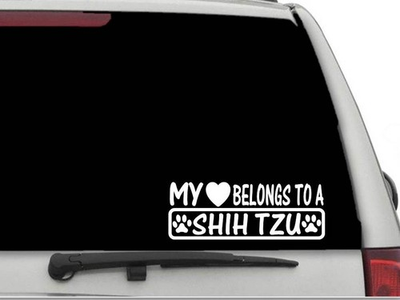 #ad MY HEART BELONGS TO A SIBERIAN HUSKY Decal Sticker CW4297 $5.99