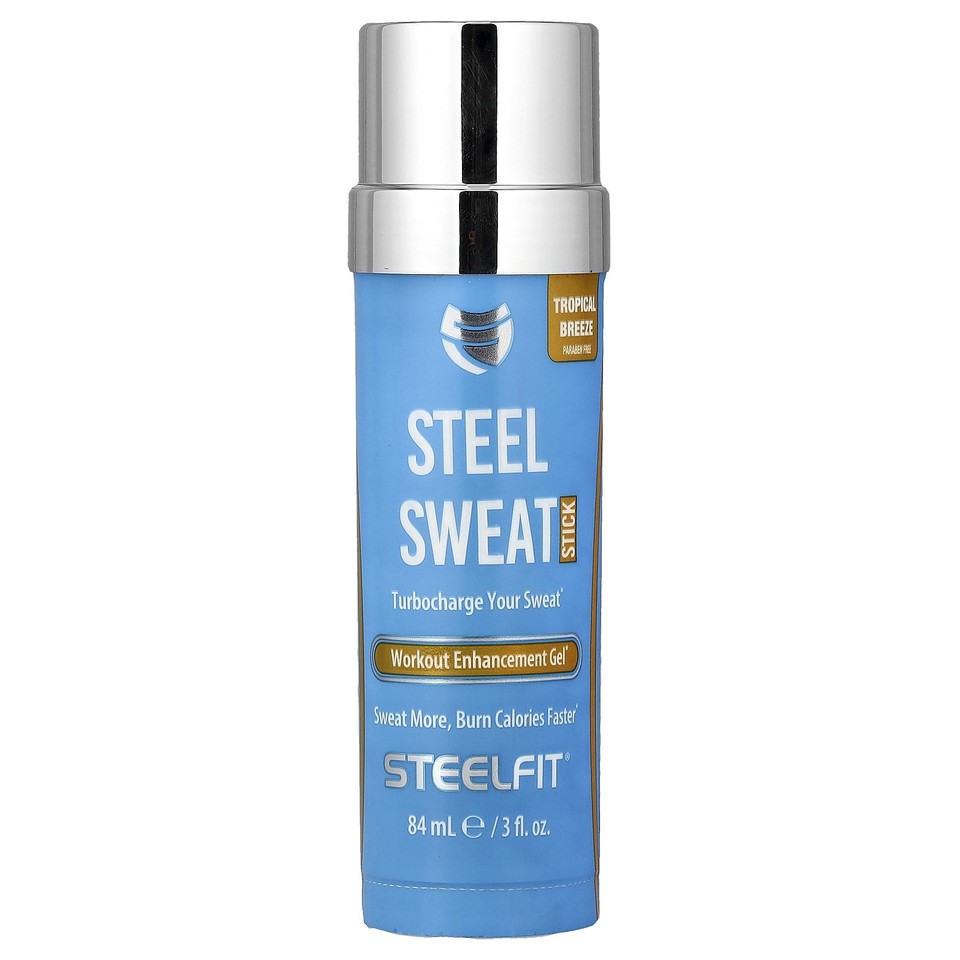 Steel Sweat Stick, Workout Enhancement Gel, Tropical Breeze, 3 fl oz (84 ml)