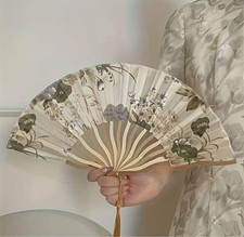 Cute Floral Fan with Tassel, Summer Festival, Portable, Mint, Ladies Accessory