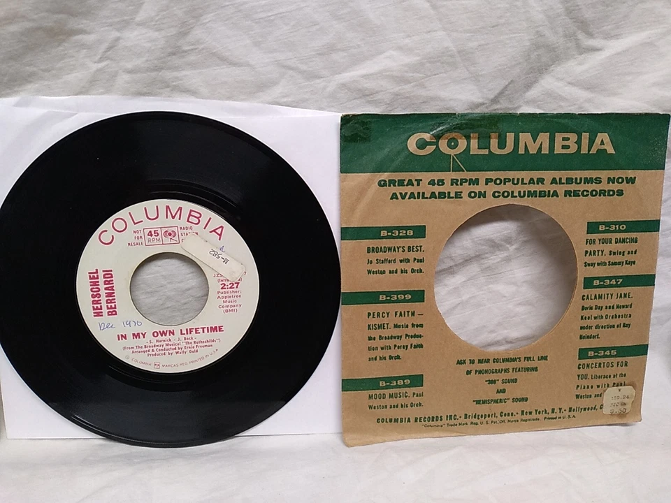 Ray Price / Herschel Bernardi 45 RPM PROMO Columbia record lot of 2 1963, 1971 - Image 4 of 4