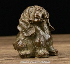 6cm Old China Pure Bronze Carving lovely Dog Doggie Aniaml Sculpture