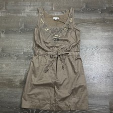 Ann Taylor LOFT Womans Sheath Dress Tank Brown Beaded Tie Size 6