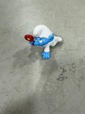 Smurfs Baby White PJs Red Rattle Smurf Figure Crawling Rare VINTAGE 1980s C41 2