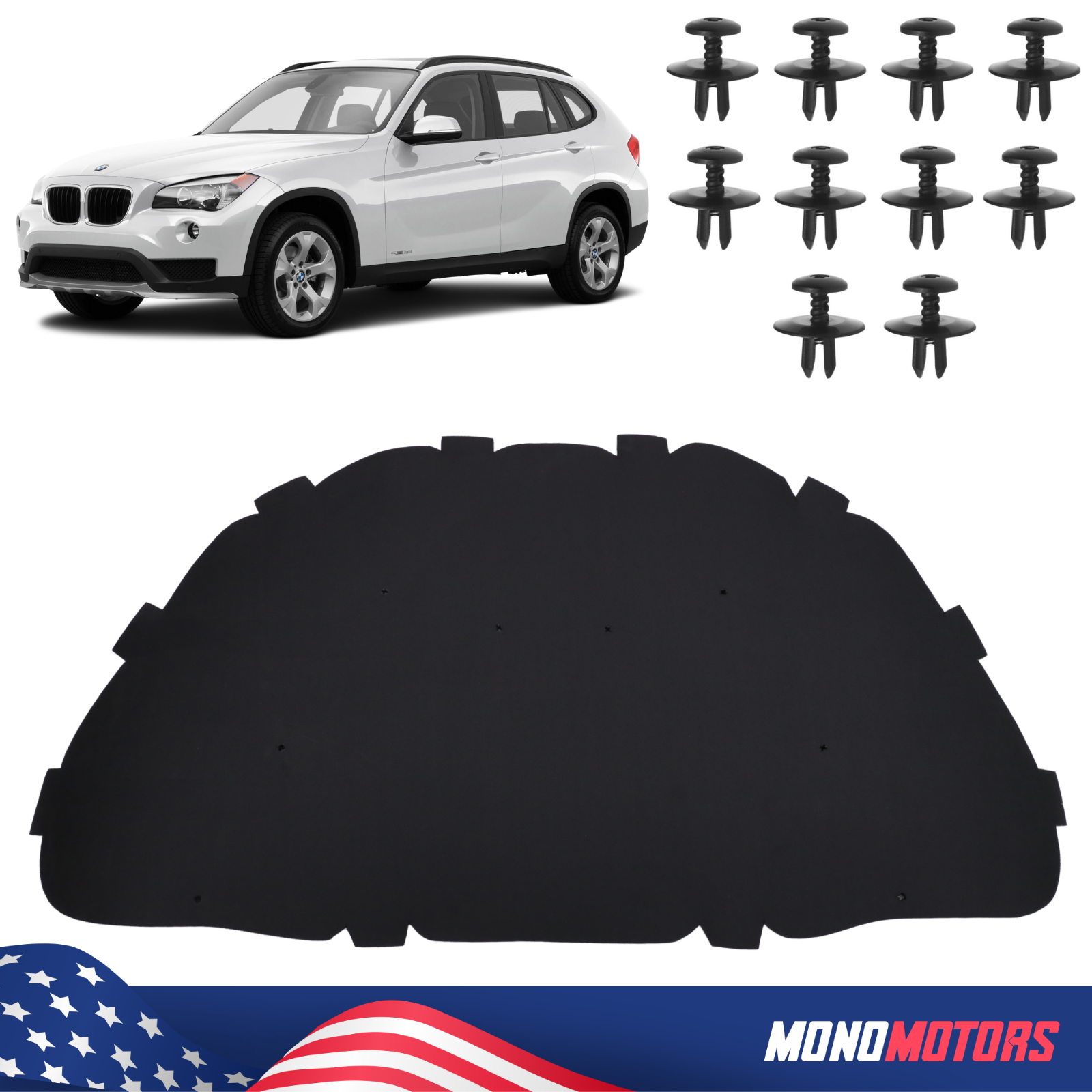 HOOD HEAT INSULATION PAD + RIVETS FOAM PAD For BMW X1 E84 OEM  