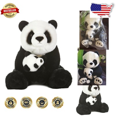 15-Inch Miyoni Panda Plush Toy with Cub - Perfect for Cuddling and Collecting