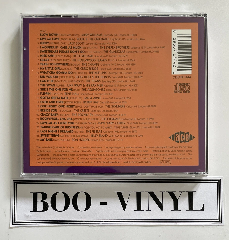 Various : Fabulous Flips: Great B Sides Of The 1950s & 1960s CD (1993) NM / M - Изображение 2 из 4