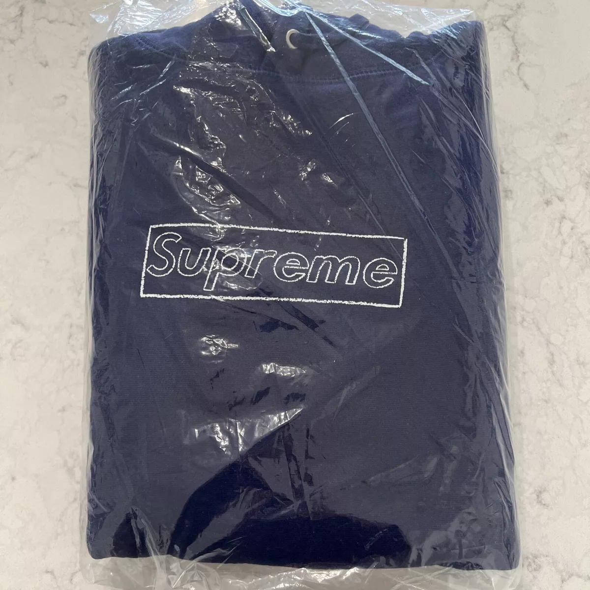 SUPREME X KAWS Chalk Box Logo Hoodie Black