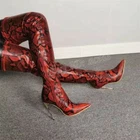 Womens Sexy Snakeskin Thigh High Riding Boots Pointed Toe Heels Club Stilettos
