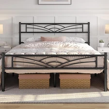 Queen Size Bed Frame Modern Metal Platform Marco De Cama Queen Cabecera Black