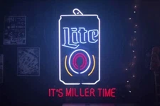 US STOCK Miller Lite Beer It's Miller Time Can 24"x20" Neon Sign Lamp Light Xmas