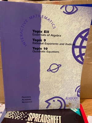 3 Interactive Mathematics Personal Academic Notebooks,Topics Ell, 9-10 + Algebra