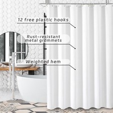 LinenZone Duschvorhang Mit Volant & Quasten – 183x213 Cm, Spitzenstoff, Landhausstil In Elfenbein