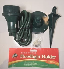 Outdoor Spotlight Flood Light Holder Floodlight Fixture with Stake & Wall Mount