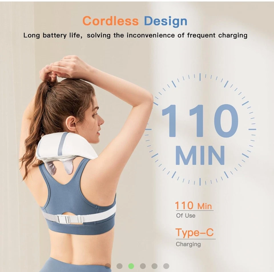 Cordless Neck and Shoulder Massager with Heat, Shiatsu Neck & Back Massager for - Image 3 of 4