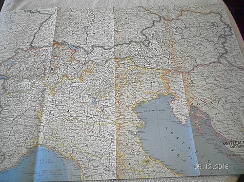 1965 VINTAGE MAP OF SWITZERLAND, AUSTRIA & N/ITALY NATIONAL GEOGRAPHIC 19" X 25"