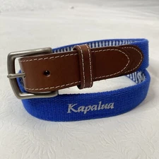 Peter Millar Belt sz 32 Kapalua Maui Hawaii Golf Course Blue w Embroidered Logo