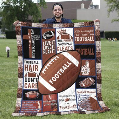 Football Quilt Blanket   Live It, Love It, Play It Football Fan Gift