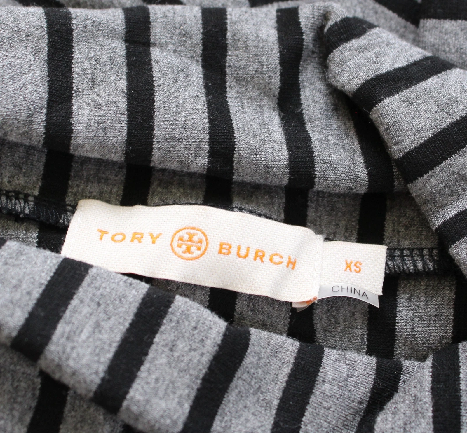 Abito donna Tory Burch grigio nero a righe girocollo maglia taglia XS