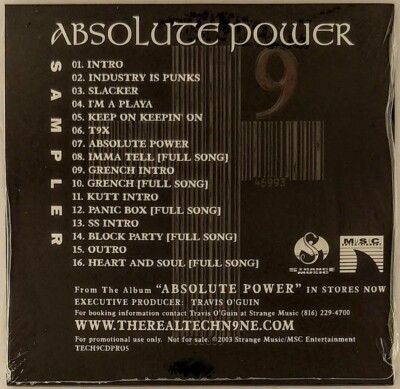 TECH N9NE - Absolute Power - 2003 Promo Only Cd Sampler - NEW